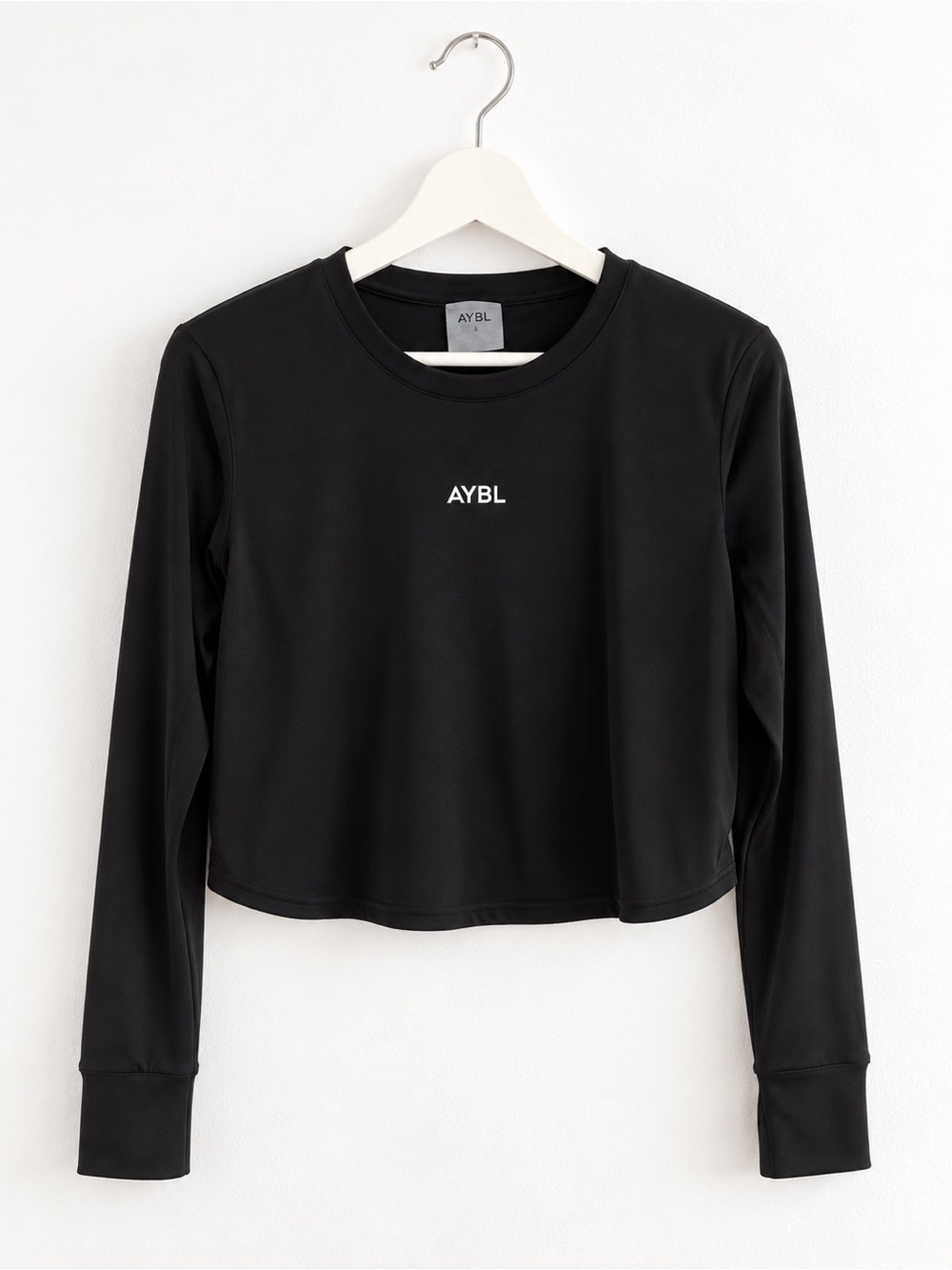 AYBL Black Long Sleeve Cropped Performance Top